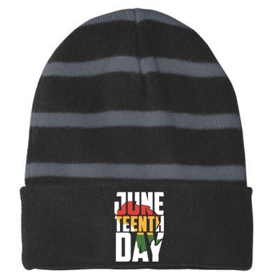 Juneteenth Day African American Pride Striped Beanie with Solid Band