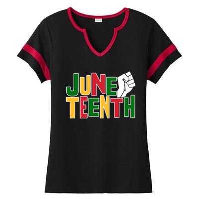 Juneteenth Day Black Power Ladies Halftime Notch Neck Tee