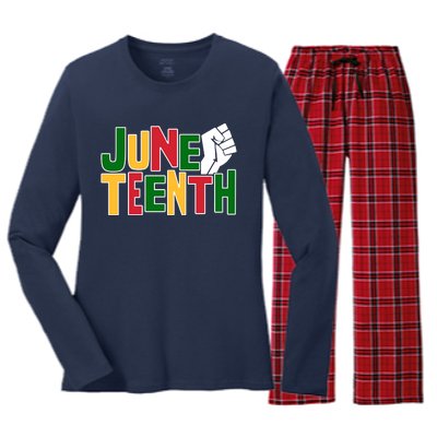 Juneteenth Day Black Power Women's Long Sleeve Flannel Pajama Set 