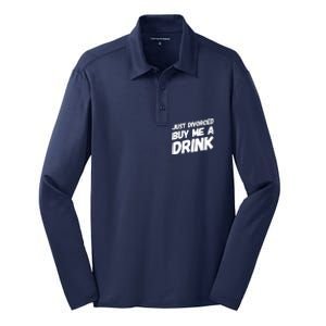 Just Divorced Buy Me A Drink Funny Humor Divorce Silk Touch Performance Long Sleeve Polo