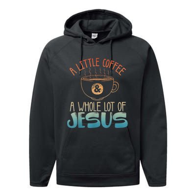 Jesus Design Christian Coffee Lover Performance Fleece Hoodie