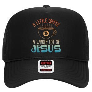 Jesus Design Christian Coffee Lover High Crown Mesh Back Trucker Hat