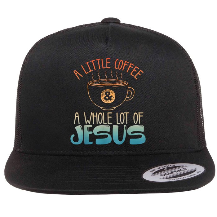 Jesus Design Christian Coffee Lover Flat Bill Trucker Hat