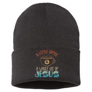 Jesus Design Christian Coffee Lover Sustainable Knit Beanie