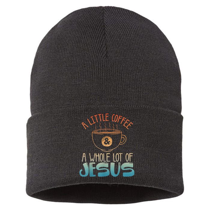 Jesus Design Christian Coffee Lover Sustainable Knit Beanie