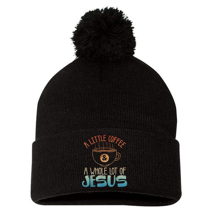 Jesus Design Christian Coffee Lover Pom Pom 12in Knit Beanie