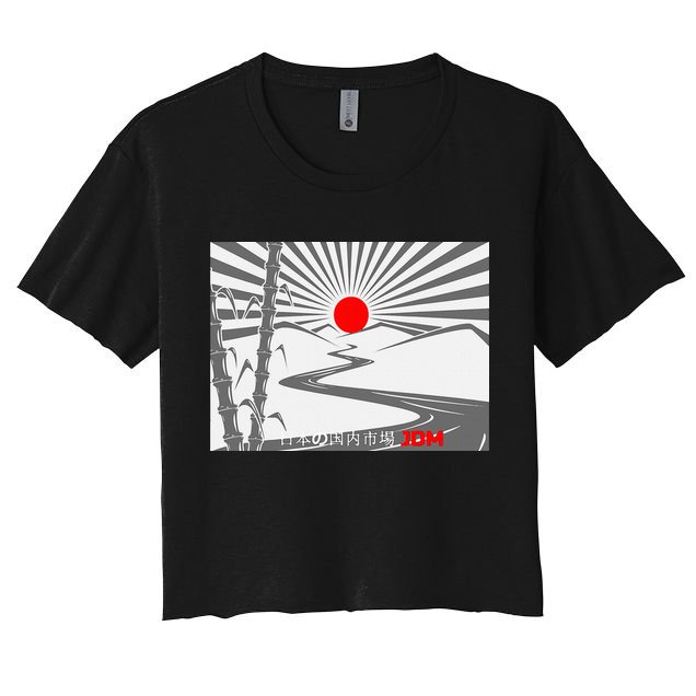 Jdm Drifting Car Drift Extreme Japanese Racing Sport Design Women's Crop Top Tee