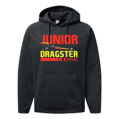 Junior Dragster Drag Racing Future Drag Racer Son Performance Fleece Hoodie