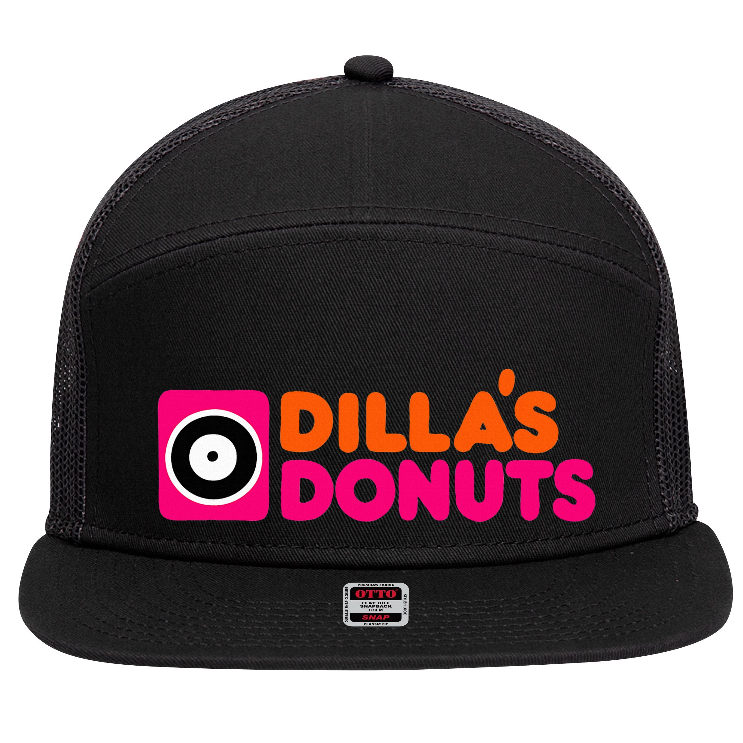 J Dillas Donuts Hiphop Jay Dee 7 Panel Mesh Trucker Snapback Hat