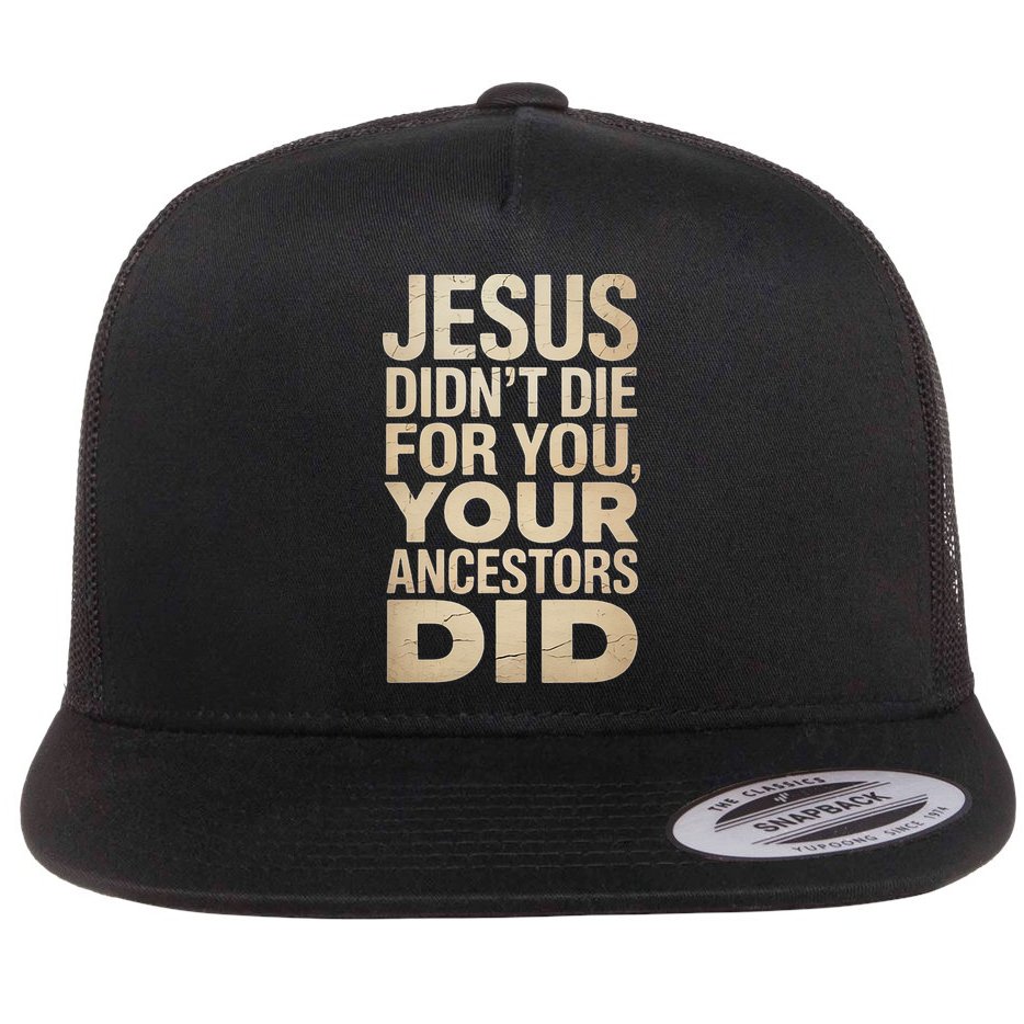 Jesus Didnt Die For You Your Ancestors Did - Power Ashe Flat Bill Trucker Hat
