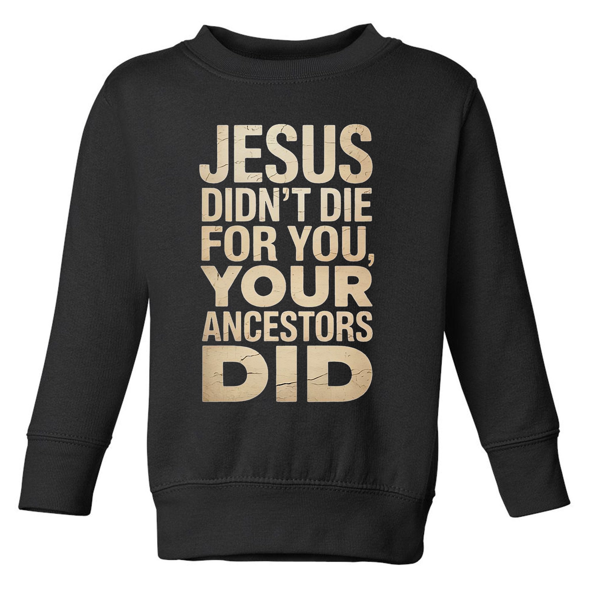 Jesus Didnt Die For You Your Ancestors Did - Power Ashe Toddler Sweatshirt