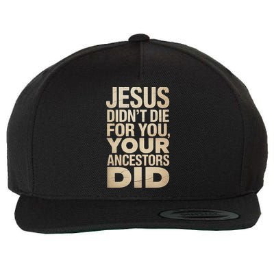 Jesus Didnt Die For You Your Ancestors Did - Power Ashe Wool Snapback Cap