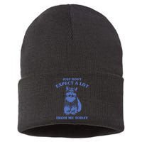 Just Dont Expect A Lot From Me Today Raccoon Funny Sustainable Knit Beanie