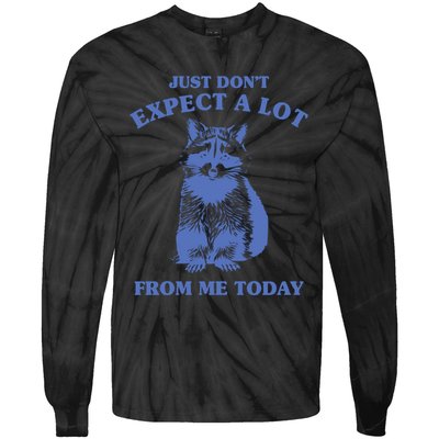 Just Dont Expect A Lot From Me Today Raccoon Funny Tie-Dye Long Sleeve Shirt