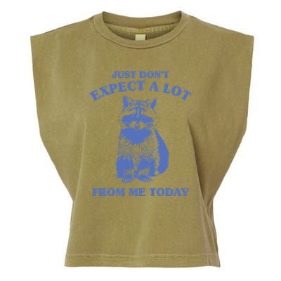 Just Dont Expect A Lot From Me Today Raccoon Funny Garment-Dyed Women's Muscle Tee