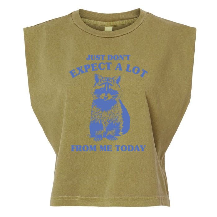 Just Dont Expect A Lot From Me Today Raccoon Funny Garment-Dyed Women's Muscle Tee