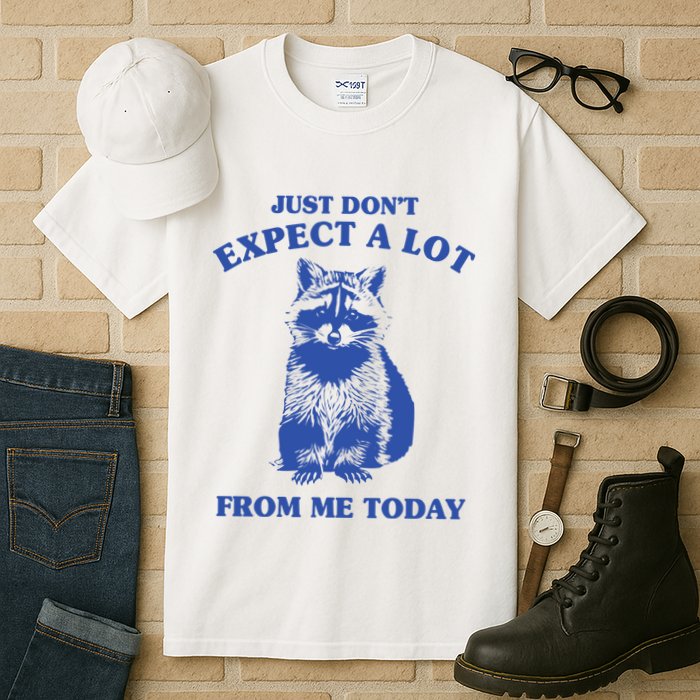 Just Dont Expect A Lot From Me Today Raccoon Funny Tall T-Shirt
