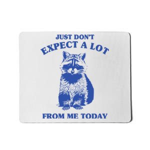 Just Dont Expect A Lot From Me Today Raccoon Funny Mousepad