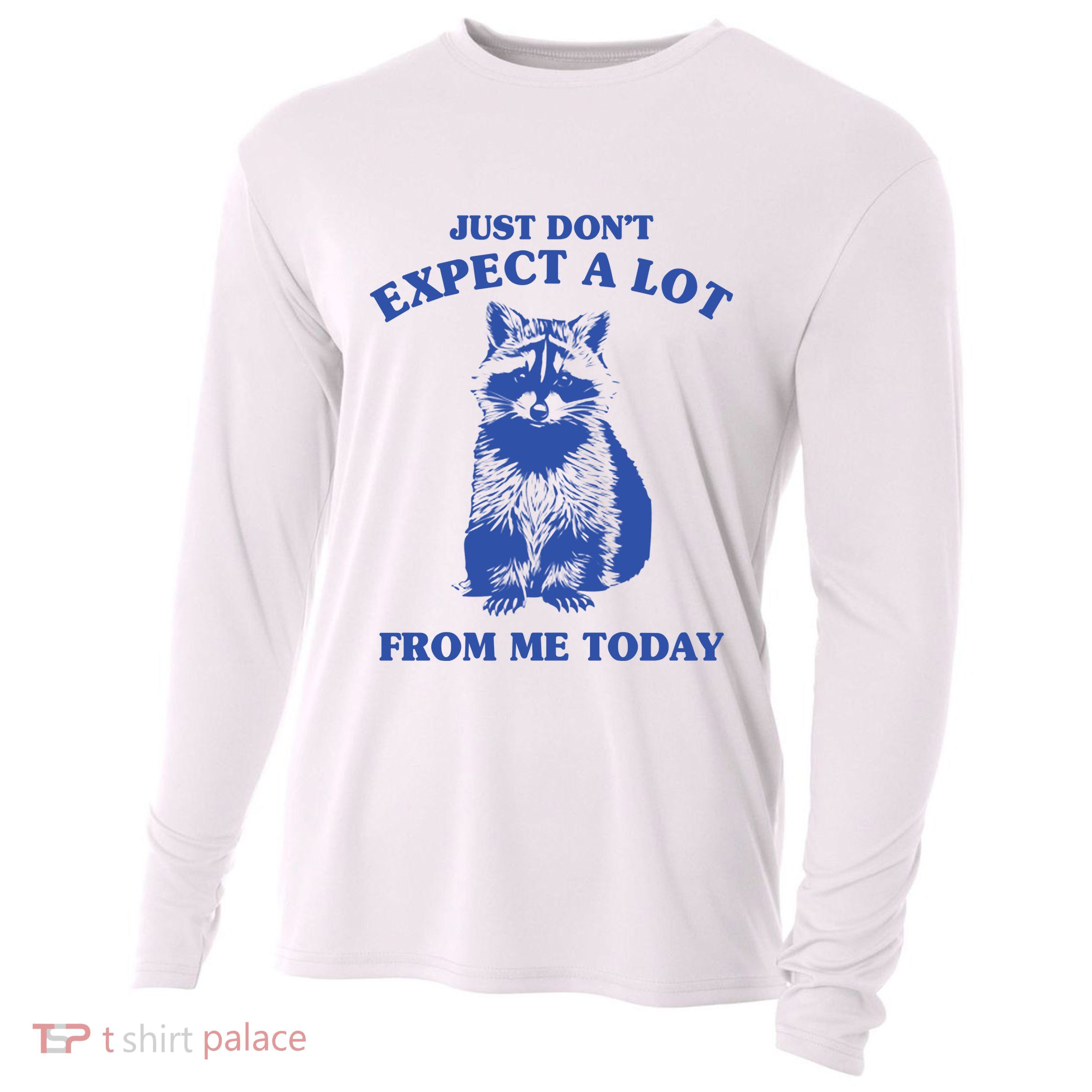 Just Dont Expect A Lot From Me Today Raccoon Funny Cooling Performance Long Sleeve Crew