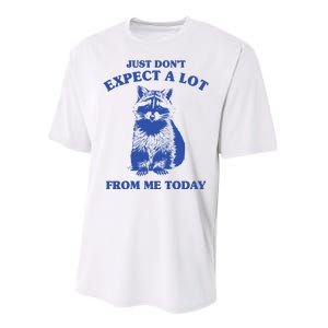 Just Dont Expect A Lot From Me Today Raccoon Funny Performance Sprint T-Shirt