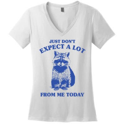 Just Dont Expect A Lot From Me Today Raccoon Funny Women's V-Neck T-Shirt