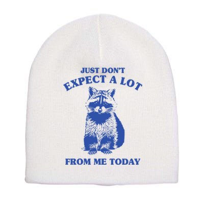 Just Dont Expect A Lot From Me Today Raccoon Funny Short Acrylic Beanie