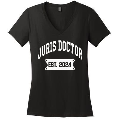 Juris Doctor Est 2024 Lawyer Law School Student Women's V-Neck T-Shirt