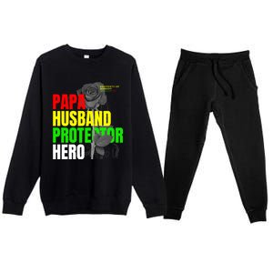 Junenth Dad From Wife Son Daughter Papa Protector Gift Premium Crewneck Sweatsuit Set