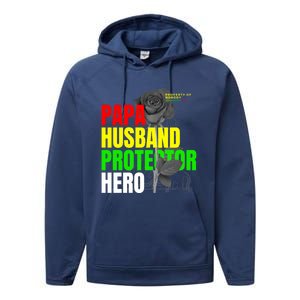 Junenth Dad From Wife Son Daughter Papa Protector Gift Performance Fleece Hoodie