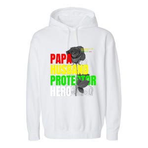 Junenth Dad From Wife Son Daughter Papa Protector Gift Garment-Dyed Fleece Hoodie