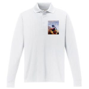 Jesus Died For Our Bins Performance Long Sleeve Polo