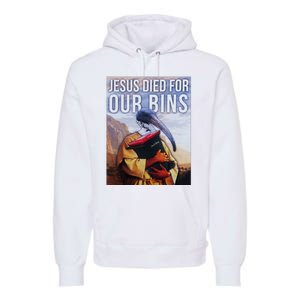 Jesus Died For Our Bins Premium Hoodie