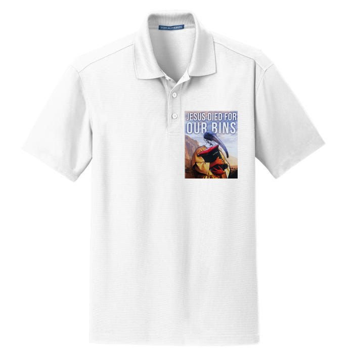 Jesus Died For Our Bins Dry Zone Grid Polo