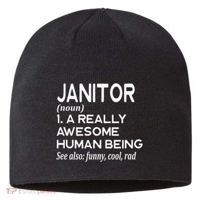 Janitor Definition Funny Janitorial Cleaning Repairing  Sustainable Beanie