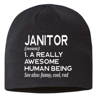 Janitor Definition Funny Janitorial Cleaning Repairing  Sustainable Beanie