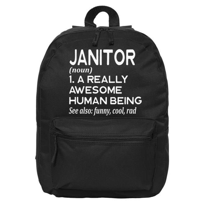 Janitor Definition Funny Janitorial Cleaning Repairing  16 in Basic Backpack