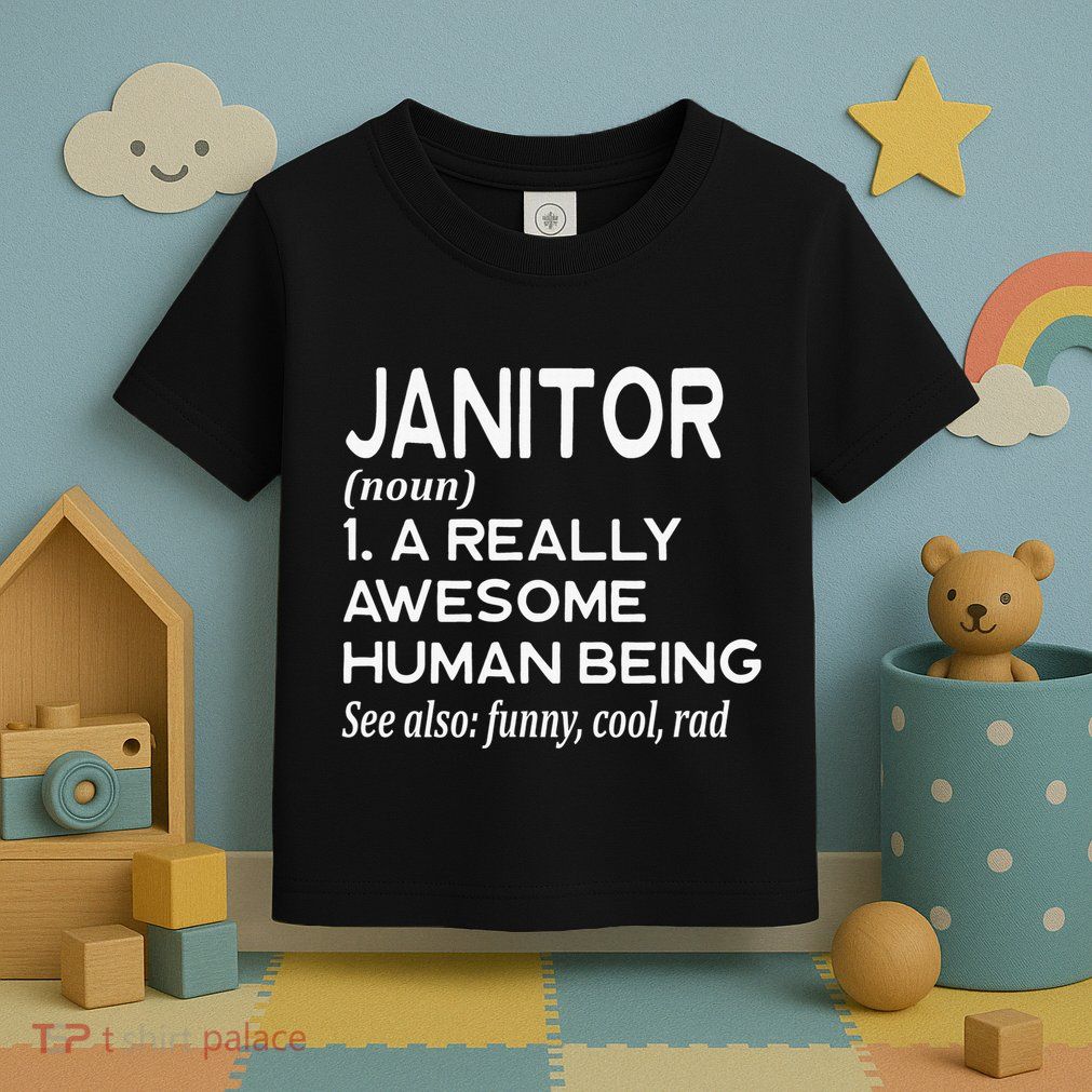 Janitor Definition Funny Janitorial Cleaning Repairing  Toddler T-Shirt