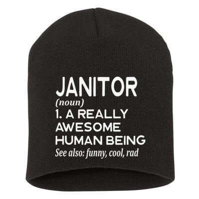 Janitor Definition Funny Janitorial Cleaning Repairing  Short Acrylic Beanie