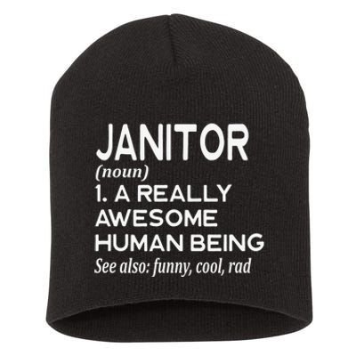 Janitor Definition Funny Janitorial Cleaning Repairing  Short Acrylic Beanie