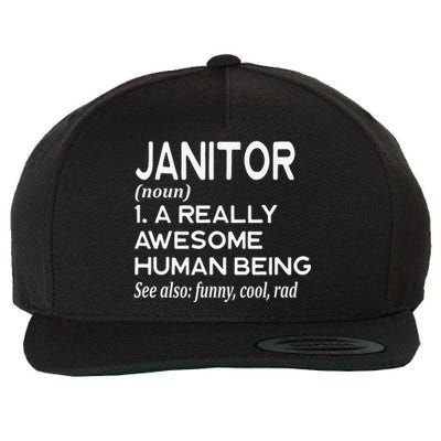 Janitor Definition Funny Janitorial Cleaning Repairing  Wool Snapback Cap