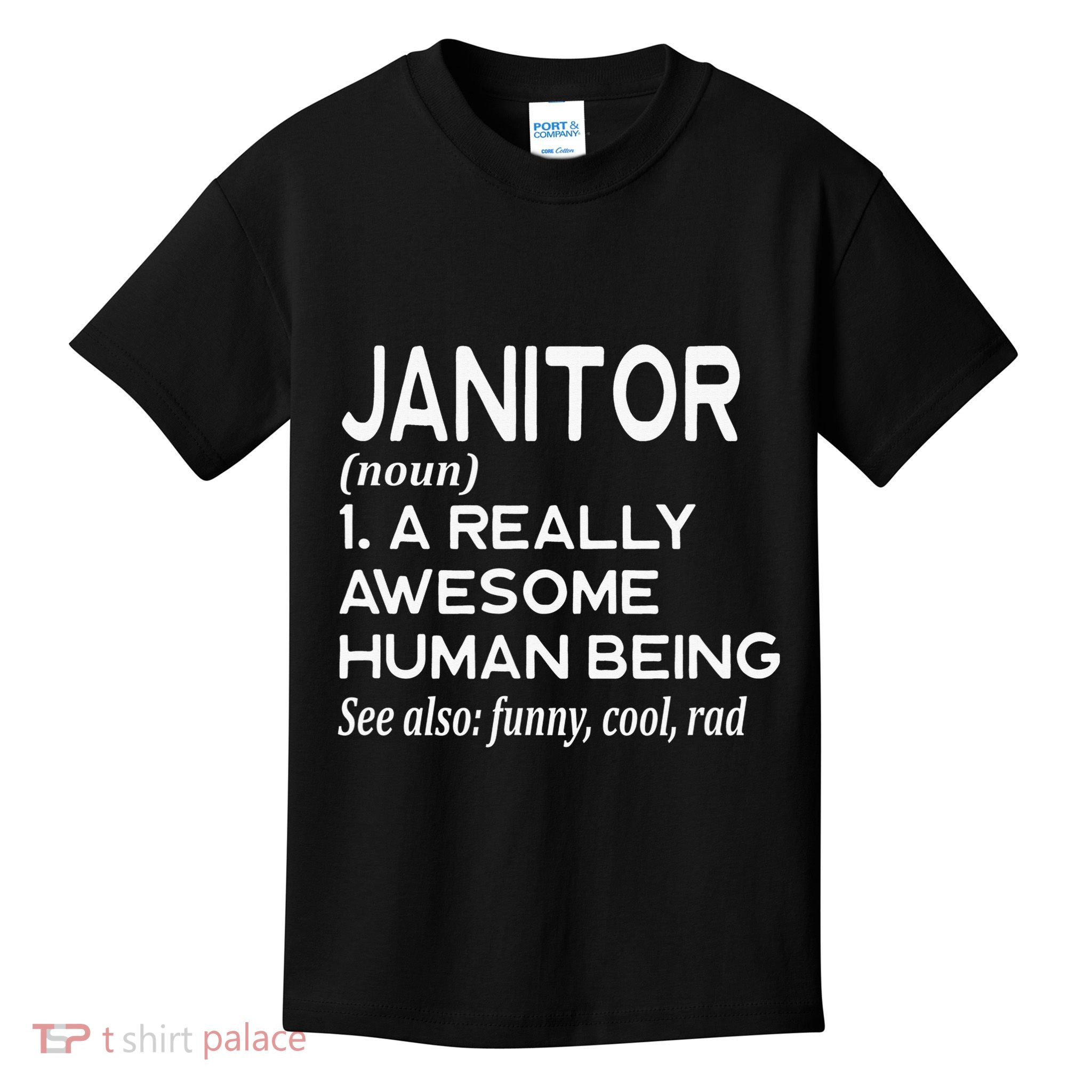 Janitor Definition Funny Janitorial Cleaning Repairing  Kids T-Shirt