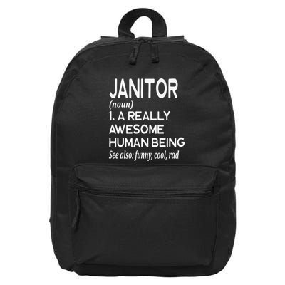 Janitor Definition Funny Janitorial Cleaning Repairing 16 in Basic Backpack