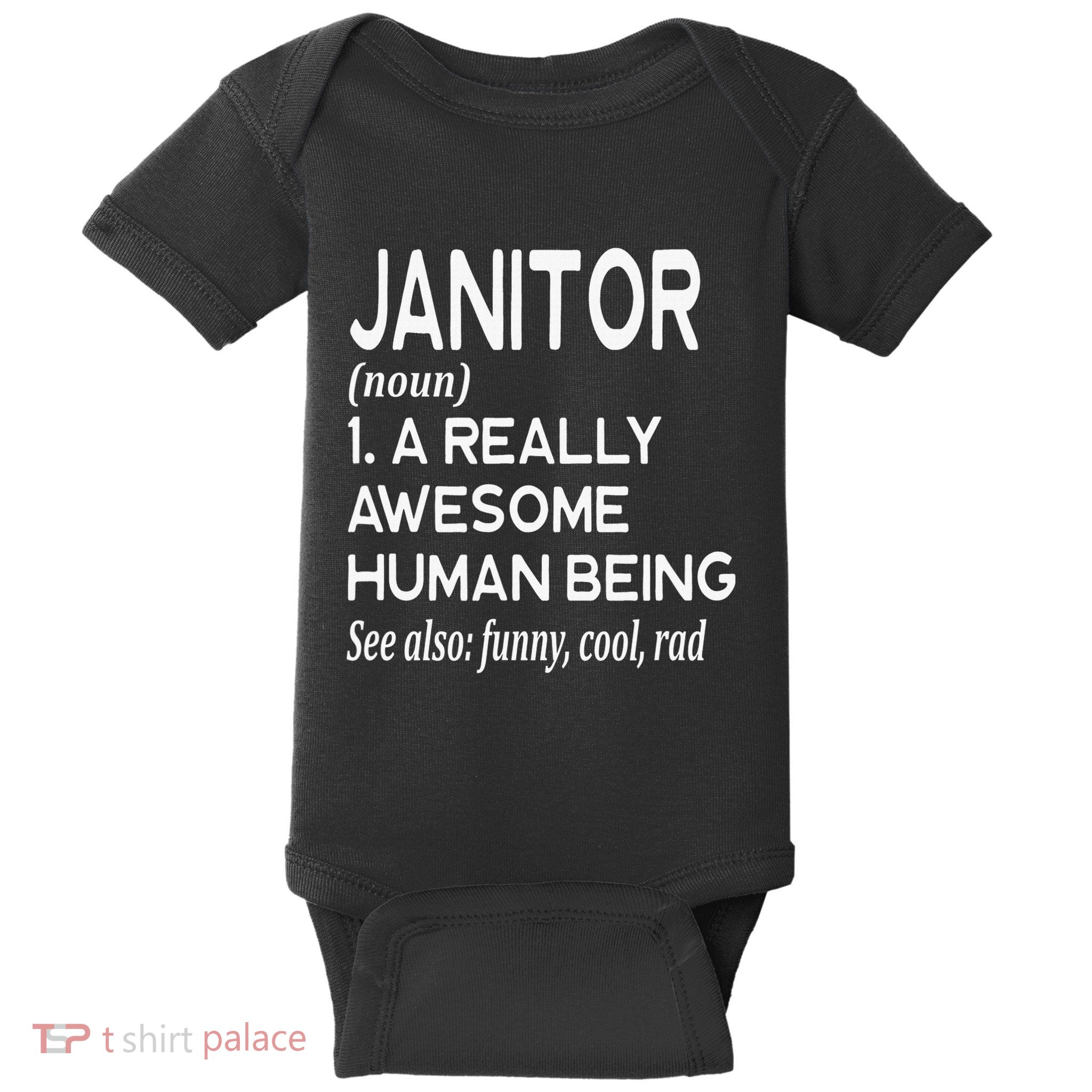 Janitor Definition Funny Janitorial Cleaning Repairing Baby Bodysuit