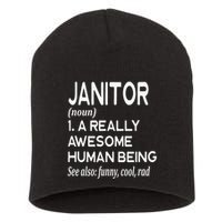 Janitor Definition Funny Janitorial Cleaning Repairing Short Acrylic Beanie