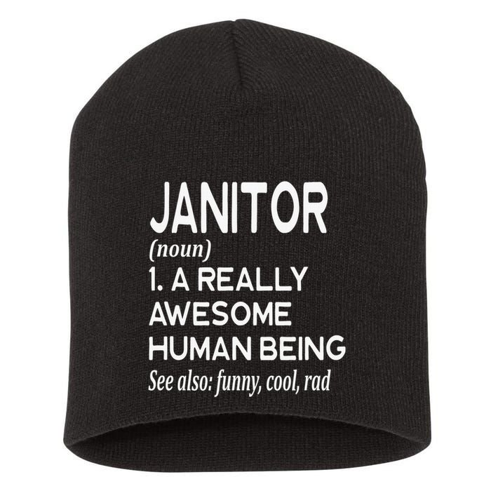 Janitor Definition Funny Janitorial Cleaning Repairing Short Acrylic Beanie