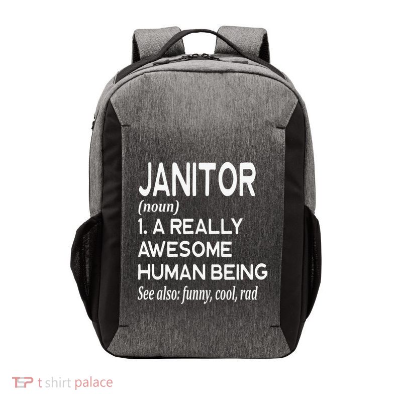 Janitor Definition Funny Janitorial Cleaning Repairing Vector Backpack