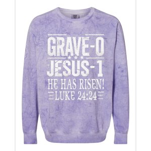 Jesus Defeated Grave On Easter Sunday He Is Risen Luke 24 24 Colorblast Crewneck Sweatshirt