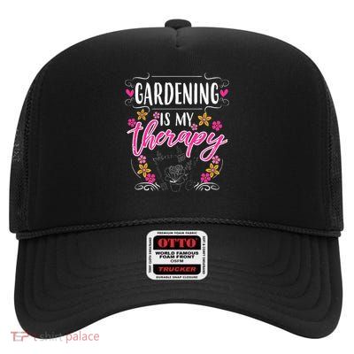 Jslb Designs Gardening Is My Therapy High Crown Mesh Back Trucker Hat