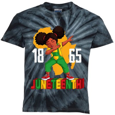 Juneteenth Dabbing Girl Black African Kids Tie-Dye T-Shirt