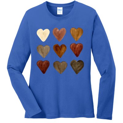 Juneteenth Diversity Heart Skin Black Pride Melanin Kindness Funny Gift Ladies Long Sleeve Shirt